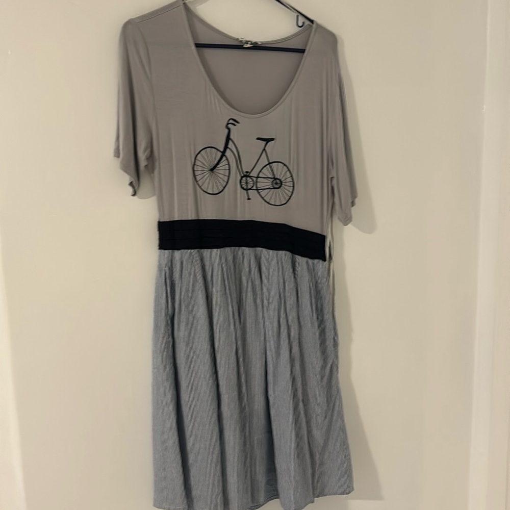 Comme Toi Women's Blue White Blue Jersey Tank Striped Dress Sz L Bike
